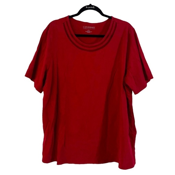 Catherines Suprema Collection Red Top Women's Size 1X (18-20W) Sheer Panels - Picture 1 of 5